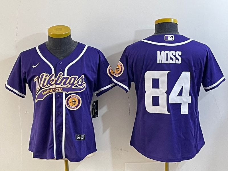 Youth Minnesota Vikings #84 Moss Purple Joint Name 2024 Nike Limited NFL Jersey style 1-0